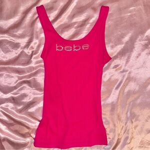 Bebe hot pink Swarovski crystal tank top